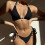 Maillot de bain deux pièces Triangle String pour femmes,-Blanc L 5