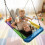 Columpio nido rectangular, capacidad de 150 kg, altura ajustable 3