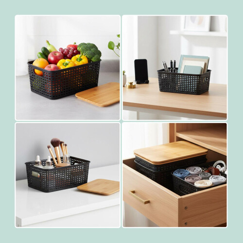 Stapelbare Aufbewahrungsboxen mit Bambusdeckeln - 3er-Set 2