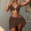 Women's 3 Piece Bikini Swimsuit Textured Lace Triangle-White S 4