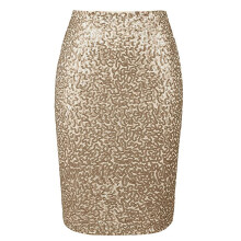 Sequins High Waist Skirt Fashion Prom Bodycon-light gold M