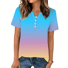 Womens Tops V Neck Short Sleeve Shirts Casual-light pink S