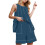Linen two-piece set, women's matching set,-Navy Blue XXL 1