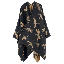 Stylish Oversized Scarf Wrap Wearable Blanket Open-black khaki