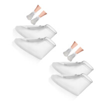 2Pairs White Washable PVC Rain Boot Covers Fit Drawstring