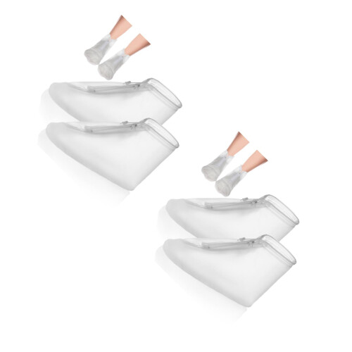 2Pairs White Washable PVC Rain Boot Covers Fit Drawstring