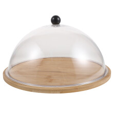 Elegant Bamboo Dessert Tray with Clear Dome Cover for Appetizers
