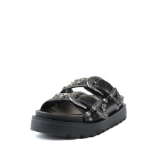 (, ) Buffalo Raya Ari West Leather Women's Black Sandals