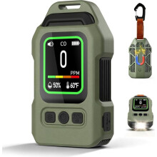 Draagbare 3-in-1 koolmonoxidemelder met een batterijduur van 300 uur, alarmfunctie en noodzaklamp. CO-waarschuwingsmelder