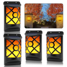 Solar-Flammenleuchten-Set für den Außenbereich, 4er-Set – 3D-flackernde LED-Flammen, 66 LEDs | IP65 wasserdichte Wandlaterne | Automatische