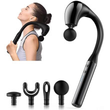 Deep tissue massage gun with extended handle, U-shaped back massager for neck, shoulders, legs