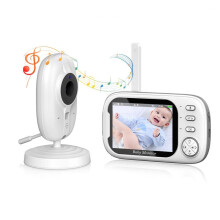 Babyalarm med 3,5-tommer LCD-skærm, 2-vejs lyd, infrarødt nattesyn, temperaturovervågning, 8 vuggeviser, amningspåmindelse