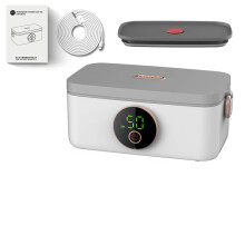 Boîte à lunch électrique, 16 000 mAh, rechargeable, capacité de 1 000 ml, affichage LED, blanche, idéale pour les voyages et le travail