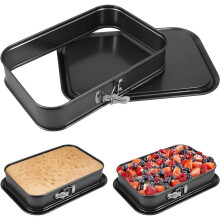 Moule à pain rectangulaire à charnière avec fond de service, 28 x 14,2 x 6,5 cm, idéal pour la préparation de gâteaux et de pains maison. Revê