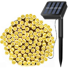 12 meter lange lichtslinger met 100 led's op zonne-energie – Waterdicht, 8 standen,