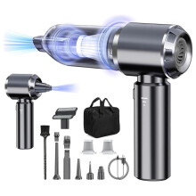 Aspirateur à main sans fil de 21 000 Pa, avec indicateur de mise sous tension et 13 accessoires pour le nettoyage.