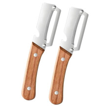 Lot de 2 éplucheurs de légumes multifonctions 2 en 1 avec ouvre-bouteille et manche en bois, idéal pour la canne à sucre, les pommes de terre,
