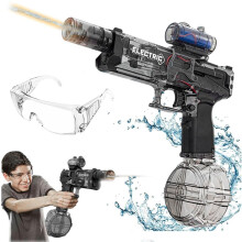 Pistolet à eau électrique, grande capacité, avec effets sonores et lumineux, pour adultes et enfants, jouet d'été, noir