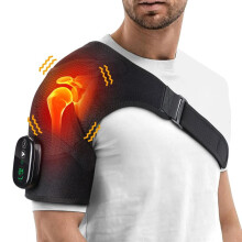 Wireless heated shoulder massager with 3 heat and vibration levels, touchscreen control and 5000 mAh battery for left/right shoulde