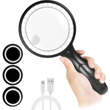 Loupe de lecture avec 33 LED, grossissement x30, loupe de poche avec éclairage, chiffon de nettoyage inclus, idéale pour les seniors et les en