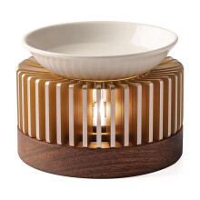Lampe à parfum avec porte-bougie chauffe-plat, lampe à parfum et chauffe-théière en bois et aluminium, lampe diffuseur pour huiles essentielle