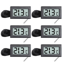 6PCS -50+110 Mini LCD Digital Thermometer, Digital LCD Temperature Monitor, Thermometer with Probe for Refrigerator, Freezer, A