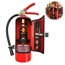 Minibar cu stingător, idee de cadou pentru pasionații de pompieri, cutie de vin metalică lucrată manual, roșu
