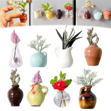 Lot de 8 mini vases magnétiques, vases magnétiques miniatures en céramique, vases magnétiques pour réfrigérateur, cuisine, casier, bureau