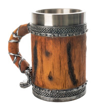 Chope à bière en bois, fûts en bois, tasse à bière en acier-UN