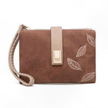 Compact Brown Leather Wallet compatible with Women Stylish Small compatible withmat Design