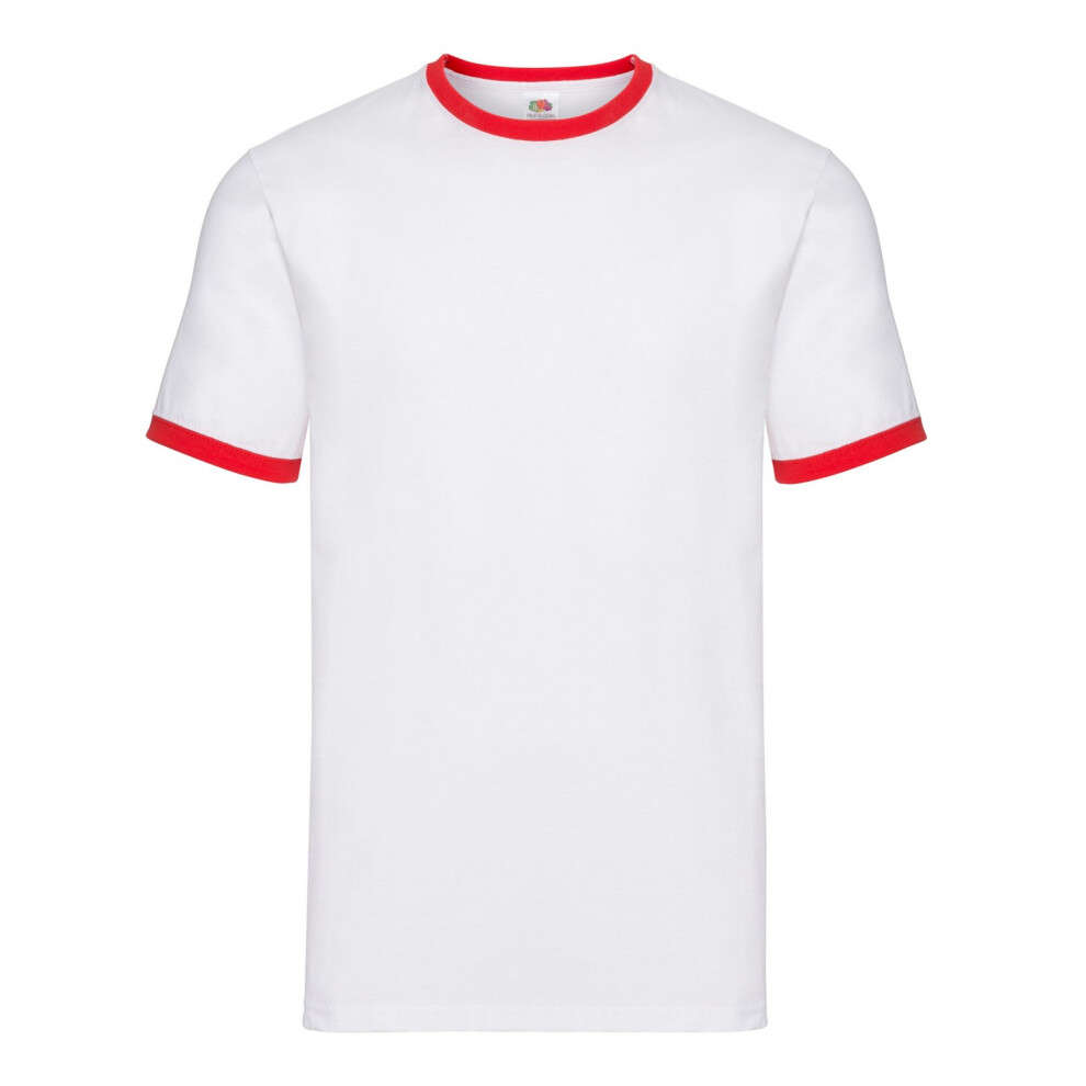 Fruit Of The Loom (3Xl, White/Red) Unisex Adult Ringer T-Shirt