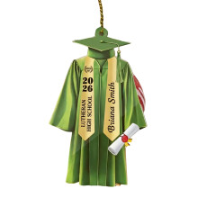 Elegant Graduation Gown Shape 2D Flat Acrylic Pendant-Green
