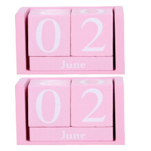 2Pièces Calendrier Bois Rose Pour - Blocs Perpétuels Décoratifs