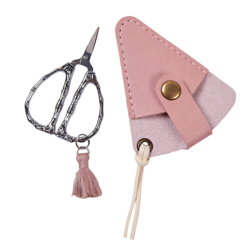 Small Retro Sewing Scissors with Protective Cover-Silver