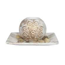 Natural Handmade Coconut Wood Aromatherapies Candle Set For
