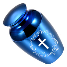 Large Aluminum Alloy Pet Cremation Urn Sealed Design for-Blue