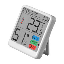 Indoor Thermometers Hygrometer Clock Large Display And 1