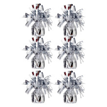6Pcs Decorative Balloon Weights Metallic PET Foil-Silver