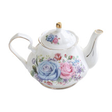 Artistic Floral Relief Ceramic Teapot-Blue Enchantress 500ml