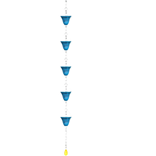 Unique 5 Stage Rain Chain Turns Simple Drainage-blue 5 cups