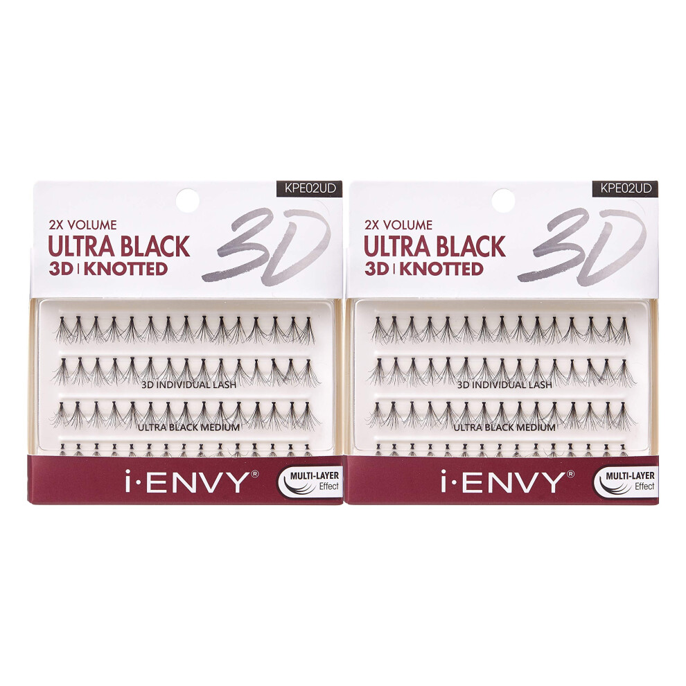 Ienvy Black I-Envy 2X Volume 3D Ultra Individual Lashes (2 Pack, Medium)