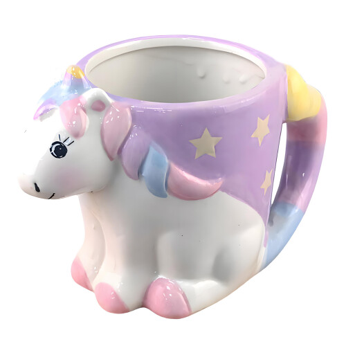 Bunte handgefertigte Keramik-Einhörner-Tasse, großes-Einhorn.