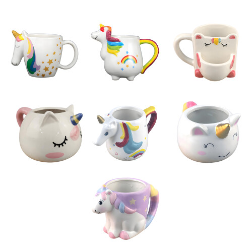 Bunte handgefertigte Keramik-Einhörner-Tasse, großes-6 1