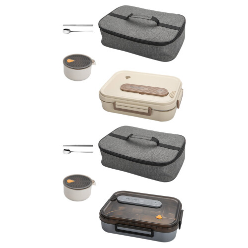 Boîte à Bentos polyvalente en acier inoxydable, 6-Beige1 1