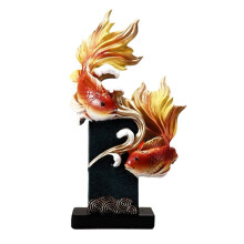 Stylish Resin Feng Shui Fish Statue Ideal For Home-Gold