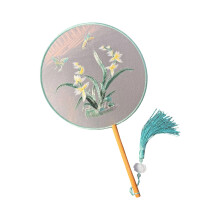 Vintaged Type Embroidered Hand Fan For Costume Photography-8