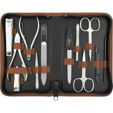 marQus Nail Kit for Men and Women - Manicure Set 12 pcs - German Made Nail Kit - Grooming Set - Genuine Leather Case with exclusive Glass Nail File -