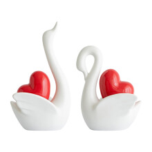 Ceramic Couple Gooses Figurine Lover Gooses Statue Animal-B