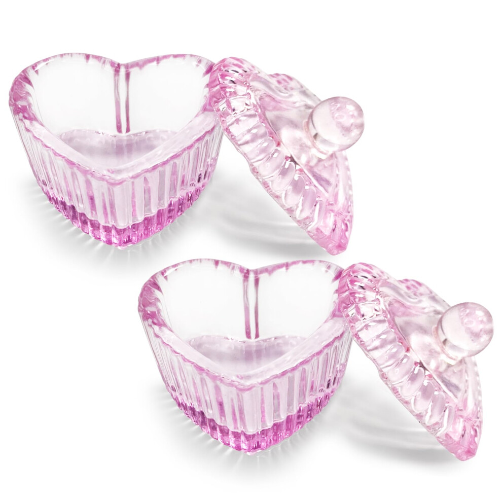 Honey Joy Crystal Sweet Heart Shape Acrylic Liquid Powder Glass Dappen Dish Glass Cup W Cap Lid Bowl For Acrylic Nail Art Transparent Kit (Hj-Napb059-2Pcs)