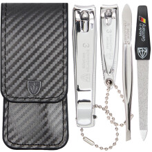 3 Swords Tyskland - 4-delars manicure pedicure kit med läderfodral i presentlåda